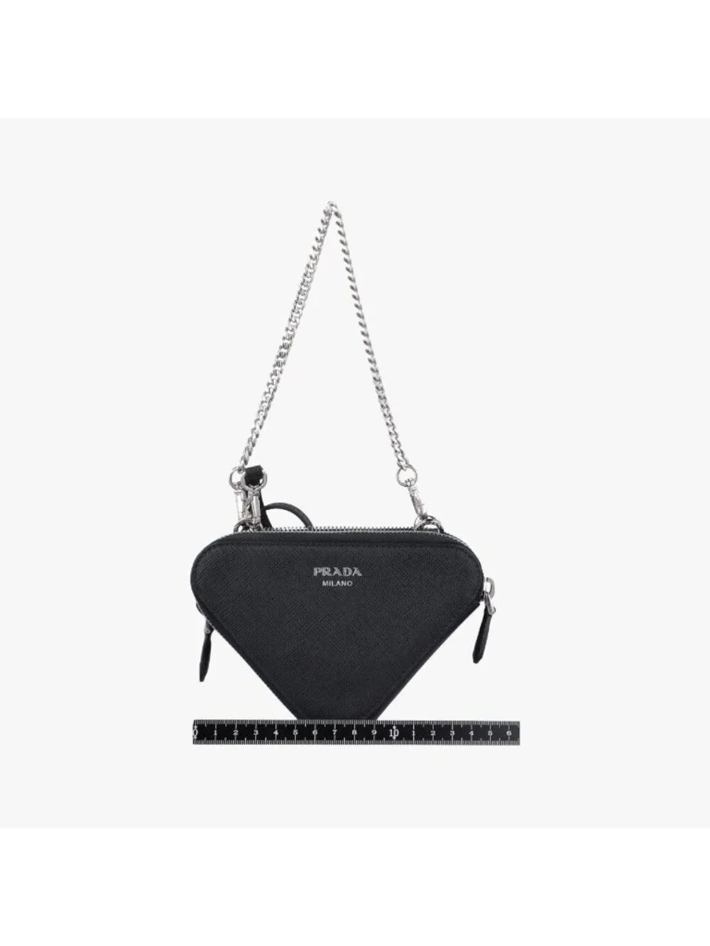 Prada Triangle Logo Black Saffiano Leather 62 Shoulder